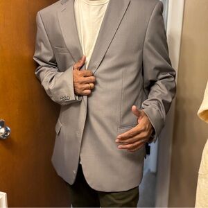 Caravelli Italy Men’s Blazer Sport Coat 48L Light Grey Oxford 2B Superior 150s